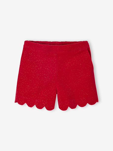Ensemble fille noël t-shirt et short velours pailleté rouge - vertbaudet enfant 