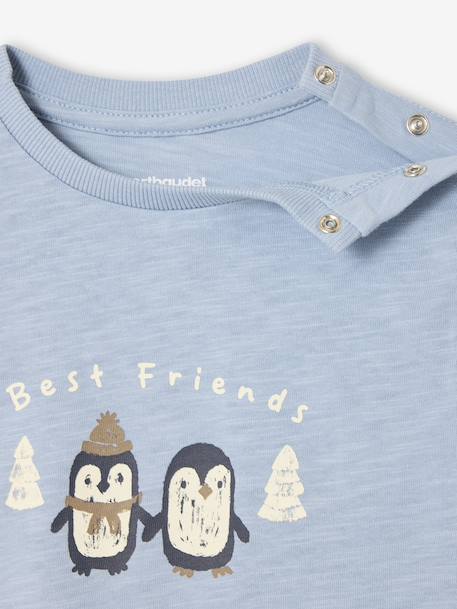 T-shirt bébé manches longues imprimé pingouin bleu glacier - vertbaudet enfant 
