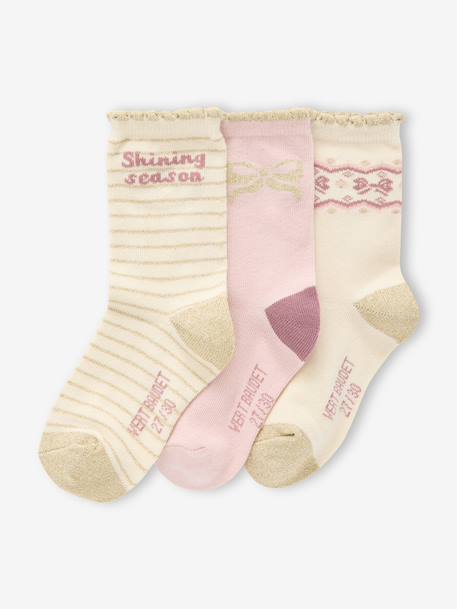Coffret 3 paires de chaussettes Noël fille écru - vertbaudet enfant 