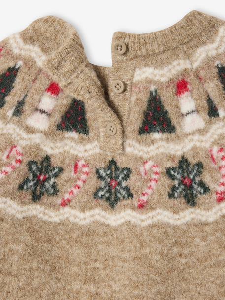 Pull jacquard bébé garçon noël beige chiné - vertbaudet enfant 