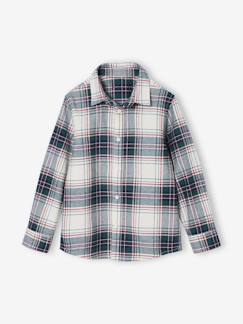 Garçon-Ensemble-Chemise garçon noël en flanelle à carreaux