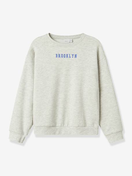 Sweat-shirt fille avec inscription NKFNEVEA NAME IT gris chiné - vertbaudet enfant 