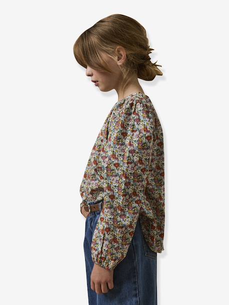 Blouse van Liberty Libby-stof voor meisjes CYRILLUS rozen - vertbaudet enfant 