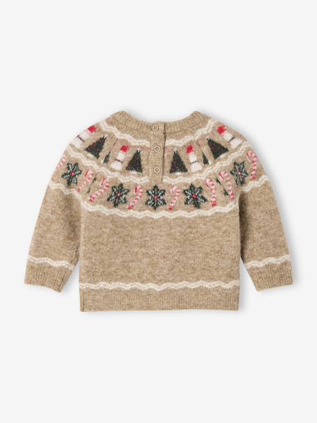 Jacquard kersttrui voor babyjongens gemêleerd beige - vertbaudet enfant 