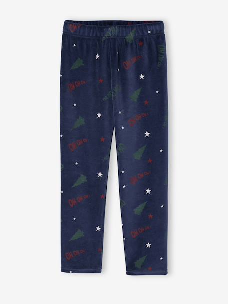 Kerst pyjama jongen met print, gestreepte broek marineblauw - vertbaudet enfant 