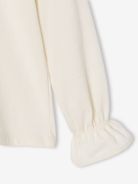 Tee-shirt fille col broderie anglaise écru - vertbaudet enfant 