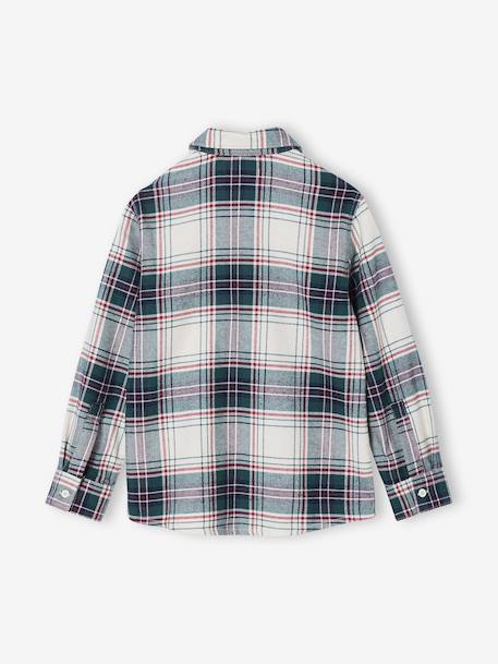 Chemise garçon noël en flanelle à carreaux carreaux blanc - vertbaudet enfant 