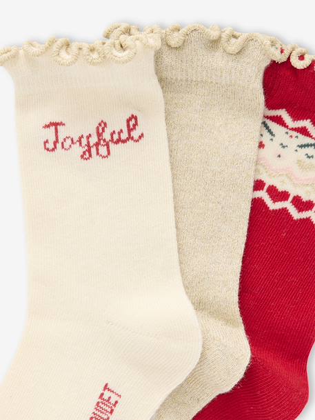 Set van 3 paar sokken Kerstmis meisje rood - vertbaudet enfant 
