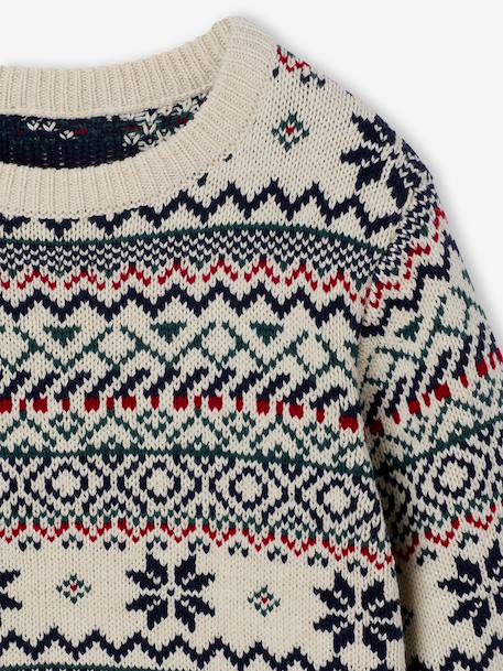 Pull garçon jacquard blanc imprimé - vertbaudet enfant 