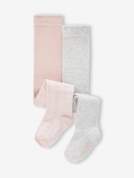 Lot de 2 paires de collants bébé fille rose nude - vertbaudet enfant 