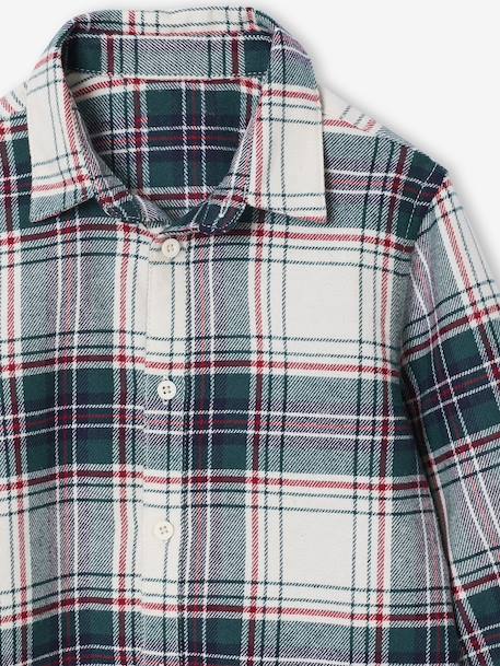 Chemise garçon noël en flanelle à carreaux carreaux blanc - vertbaudet enfant 