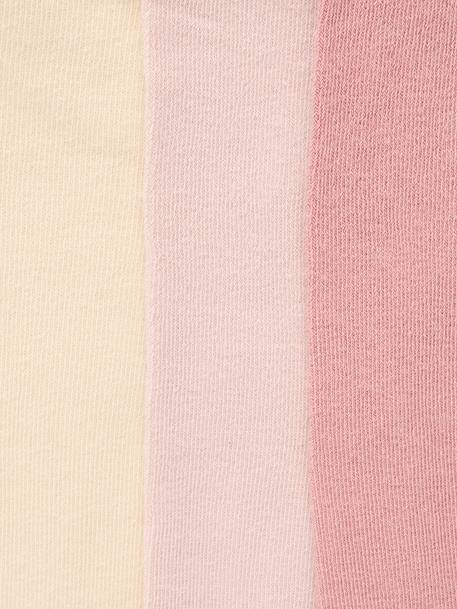 Lot de 3 collants bébé maille beige+Blanc/rose clair/gris chiné+écru+vieux rose+violine - vertbaudet enfant 