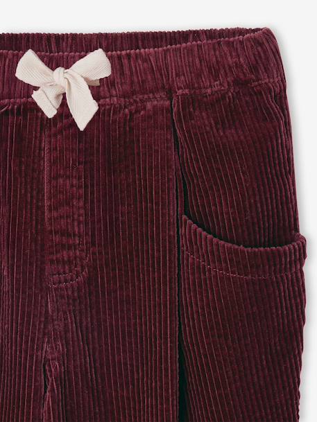 Pantalon fille velours forme loose bordeaux+chocolat+vieux rose - vertbaudet enfant 