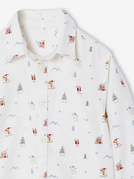 Chemise garçon noël en flanelle Imprimée blanc imprimé - vertbaudet enfant 