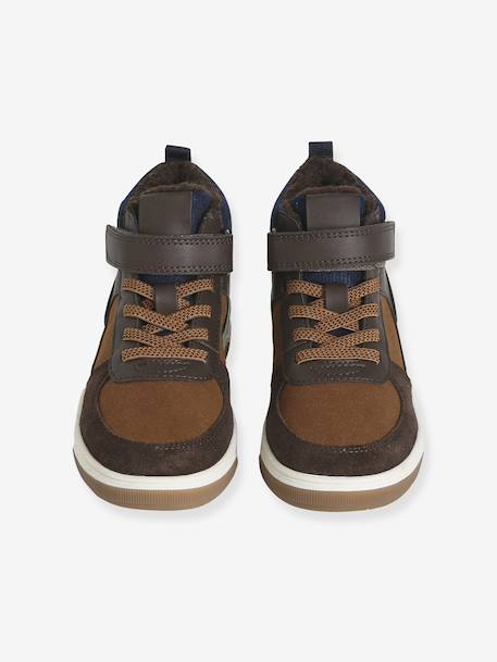 Baskets voor jongens, kleutercollectie, gevoerd, elastische veters en klittenband bruin - vertbaudet enfant 