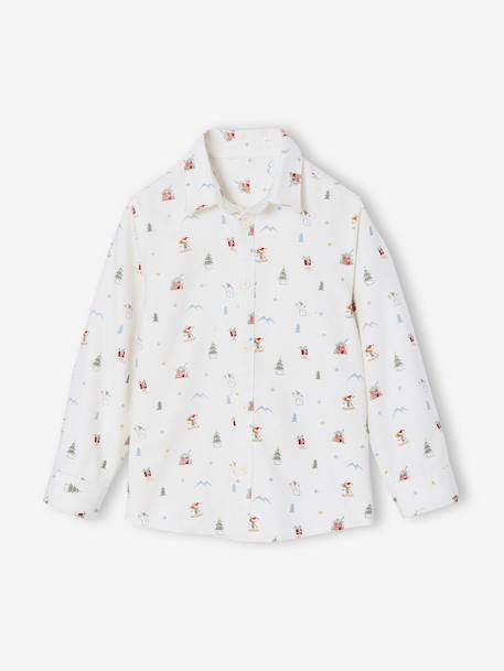Chemise garçon noël en flanelle Imprimée blanc imprimé - vertbaudet enfant 