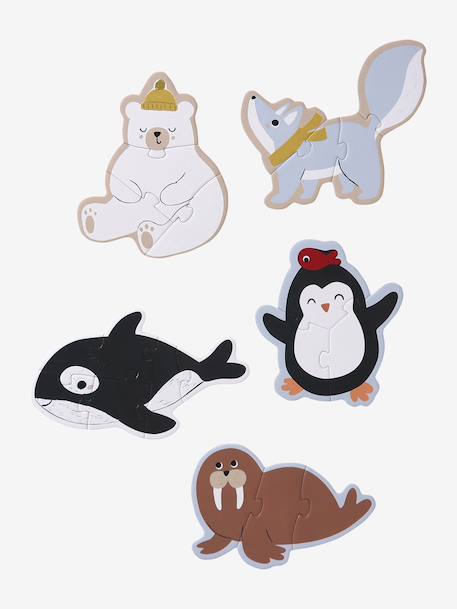 5 puzzles évolutifs 3 à 6 pièces en carton blanc - vertbaudet enfant 