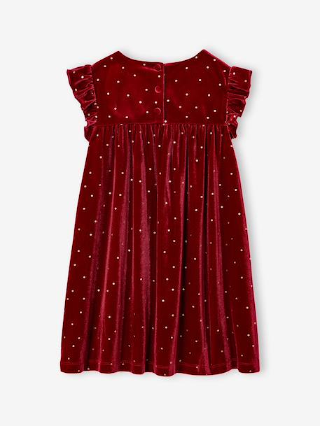 Robe fille noël à noeud velours lisse rouge - vertbaudet enfant 