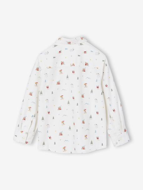 Chemise garçon noël en flanelle Imprimée blanc imprimé - vertbaudet enfant 