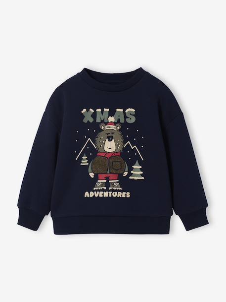 Sweater met kersenprint voor jongens marineblauw - vertbaudet enfant 