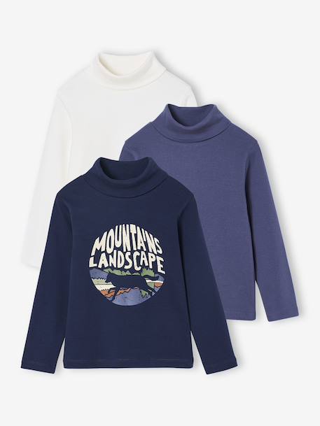 Set van 3 dunne coltruien voor jongens marineblauw - vertbaudet enfant 