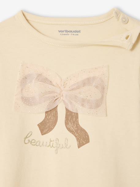 T-shirt baby met lange mouwen en tule strik vanille - vertbaudet enfant 