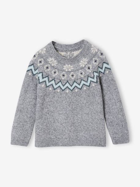 Pull mixte jacquard noël capsule famille gris chiné - vertbaudet enfant 