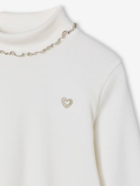 Set van 2 dunne coltruien in ribstof voor meisjes ecru - vertbaudet enfant 