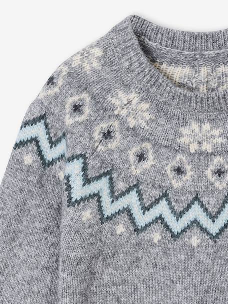 Pull mixte jacquard noël capsule famille gris chiné - vertbaudet enfant 
