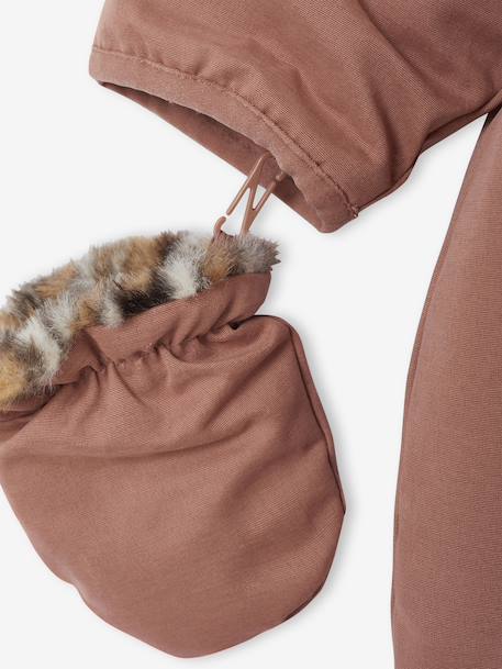 Combipilote naissance doublée imitation fourrure léopard bois de rose - vertbaudet enfant 