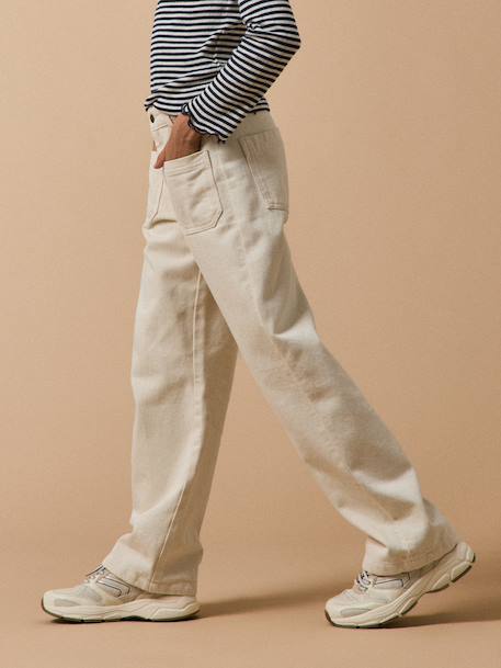 Pantalon droit fille en denim écru - vertbaudet enfant 