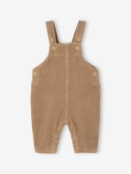 Ensemble 2 pièces naissance salopette en velours côtelé + T-shirt manches longues écru - vertbaudet enfant 