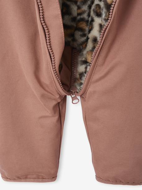 Combipilote naissance doublée imitation fourrure léopard bois de rose - vertbaudet enfant 