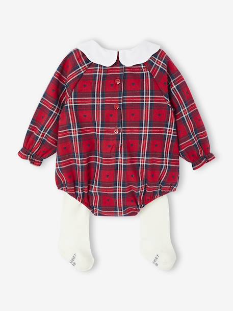 Ensemble bébé Noël barboteuse flanelle et collant collab vertbaudet x Envie de Fraise rouge - vertbaudet enfant 