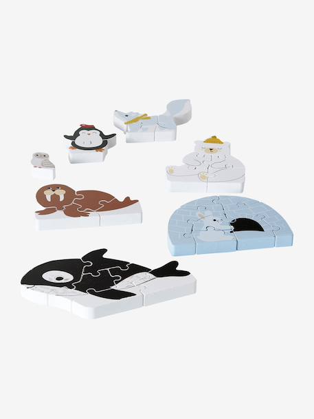 Puzzles évolutifs 3D Banquise en bois FSC® blanc - vertbaudet enfant 