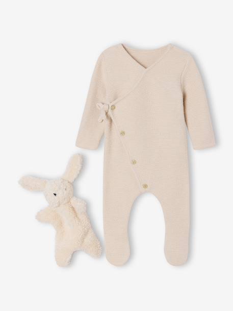 Babypakje 3-delige babyset + muts + knuffel gemêleerd beige - vertbaudet enfant 