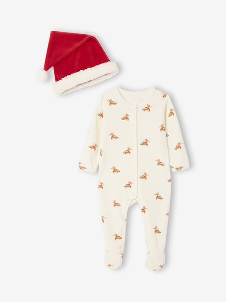 Ensemble bébé noël pyjama bonnet mixte capsule fratrie écru - vertbaudet enfant 