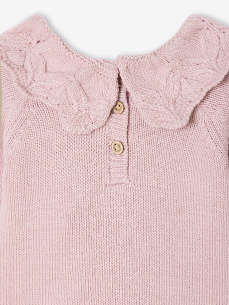 Ensemble naissance barboteuse en tricot et collants mauve - vertbaudet enfant 