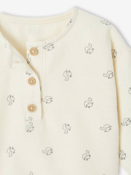 Ensemble 2 pièces naissance salopette en velours côtelé + T-shirt manches longues écru - vertbaudet enfant 