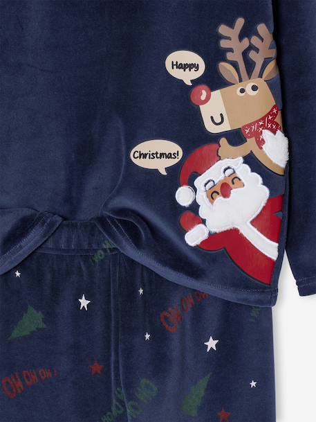 Kerst pyjama jongen met print, gestreepte broek marineblauw - vertbaudet enfant 