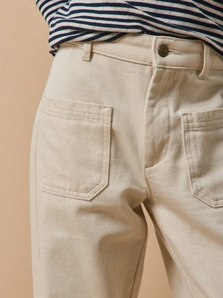 Pantalon droit fille en denim écru - vertbaudet enfant 
