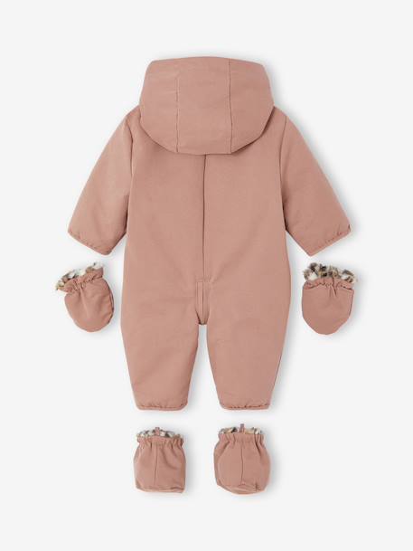 Combipilote naissance doublée imitation fourrure léopard bois de rose - vertbaudet enfant 