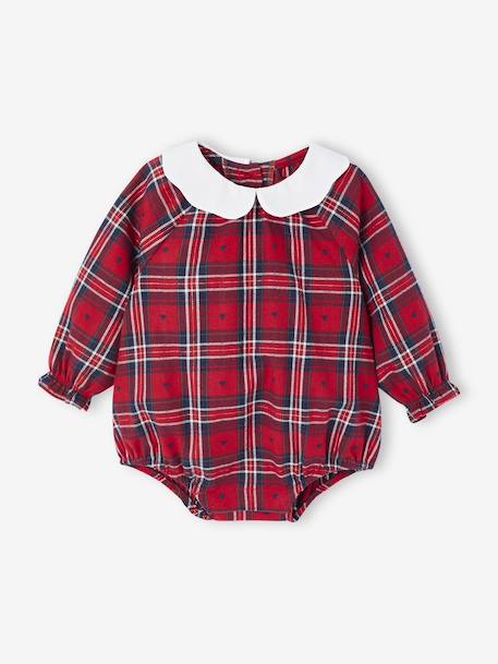 Ensemble bébé Noël barboteuse flanelle et collant collab vertbaudet x Envie de Fraise rouge - vertbaudet enfant 