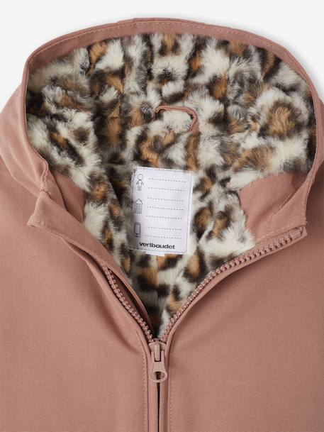 Combipilote naissance doublée imitation fourrure léopard bois de rose - vertbaudet enfant 