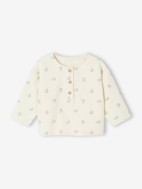 Ensemble 2 pièces naissance salopette en velours côtelé + T-shirt manches longues écru - vertbaudet enfant 