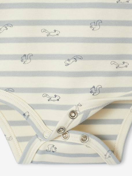 Lot de 2 bodies naissance en interlock 1 rayé + 1 uni beige - vertbaudet enfant 