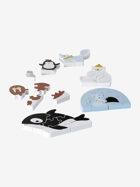 Puzzles évolutifs 3D Banquise en bois FSC® blanc - vertbaudet enfant 