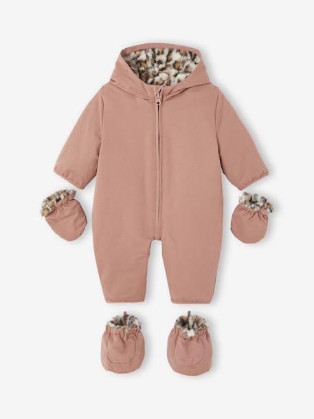 Babypakje geboorte gevoerd met imitatie luipaardbont rozenhout - vertbaudet enfant 