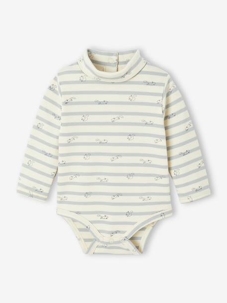 Set van 2 body's voor pasgeborenen in interlock 1 gestreept + 1 effen beige - vertbaudet enfant 