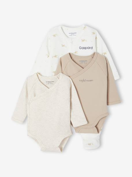 3-delige babyset met babyslaapzakje + 2 body's ecru - vertbaudet enfant 